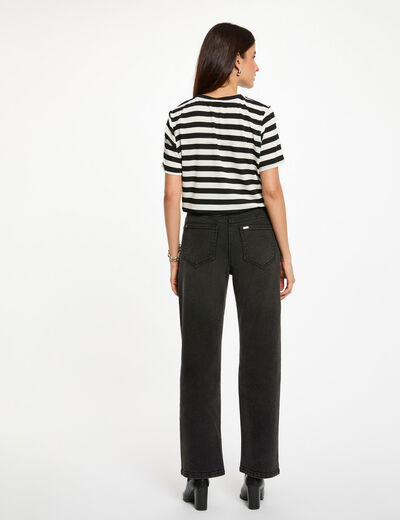 Gestreept cropped T-shirt helder wit vrouw