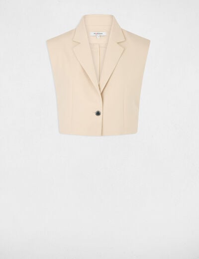 Veste cropped sans manches beige femme