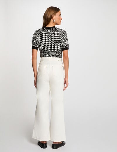 Pull col rond imprimé noir femme