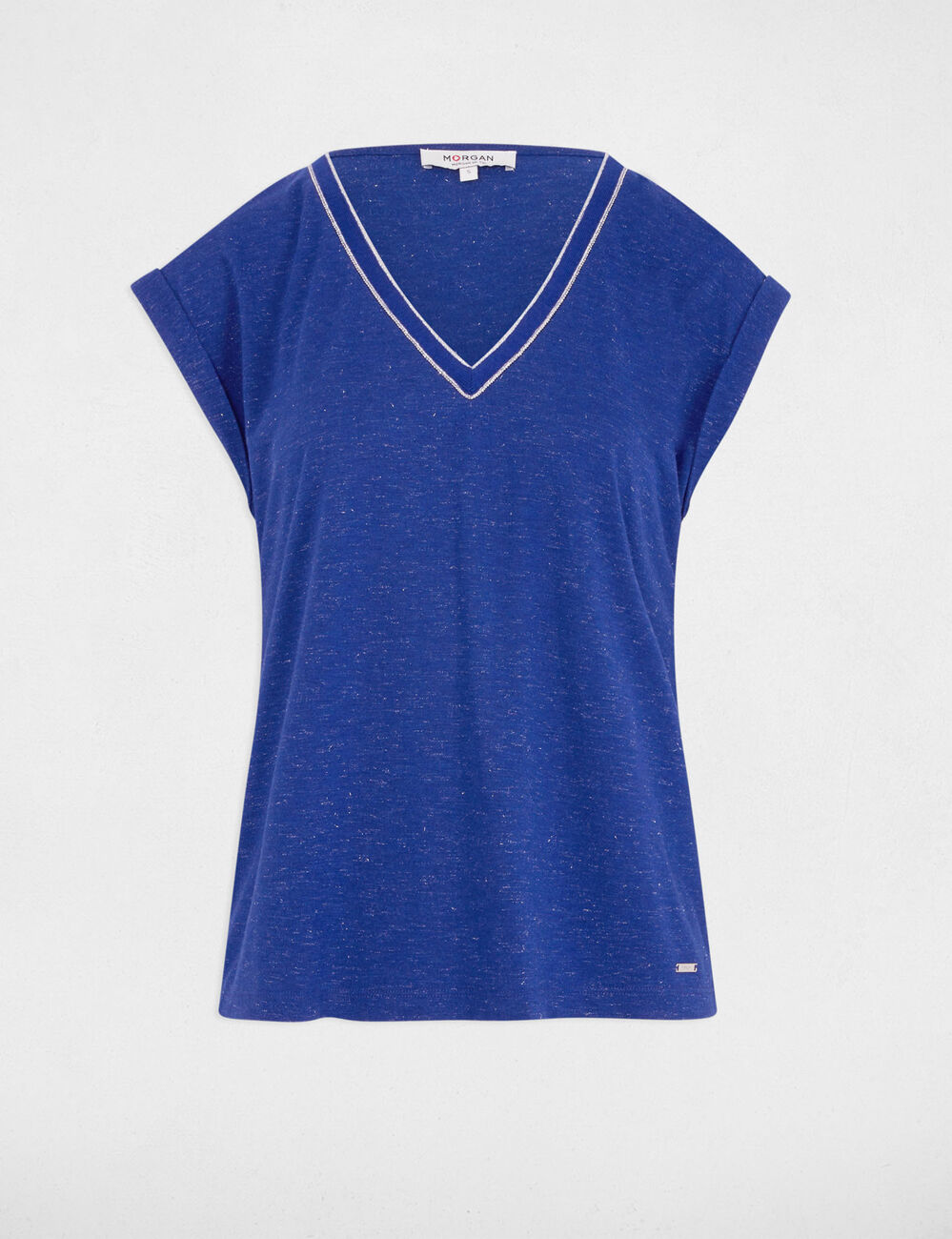 T-shirt met korte mouwen bleu electrique vrouw