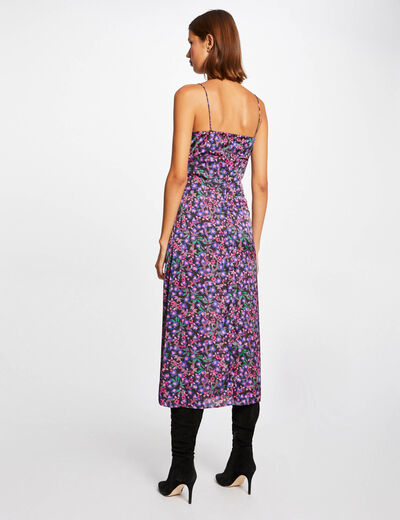 Rechte midi-jurk met bloemenprint meerkleurig vrouw