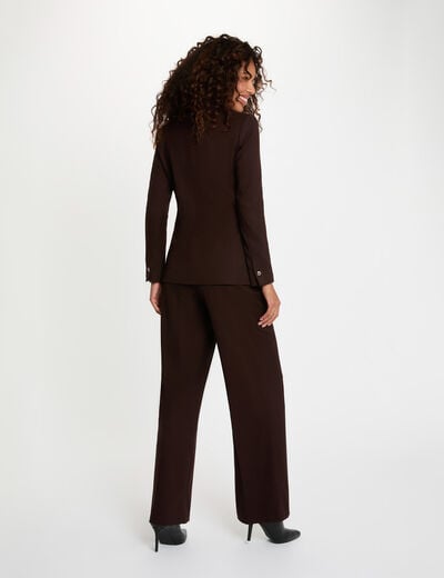 Mouwloze getailleerde blazer donker bruin vrouw