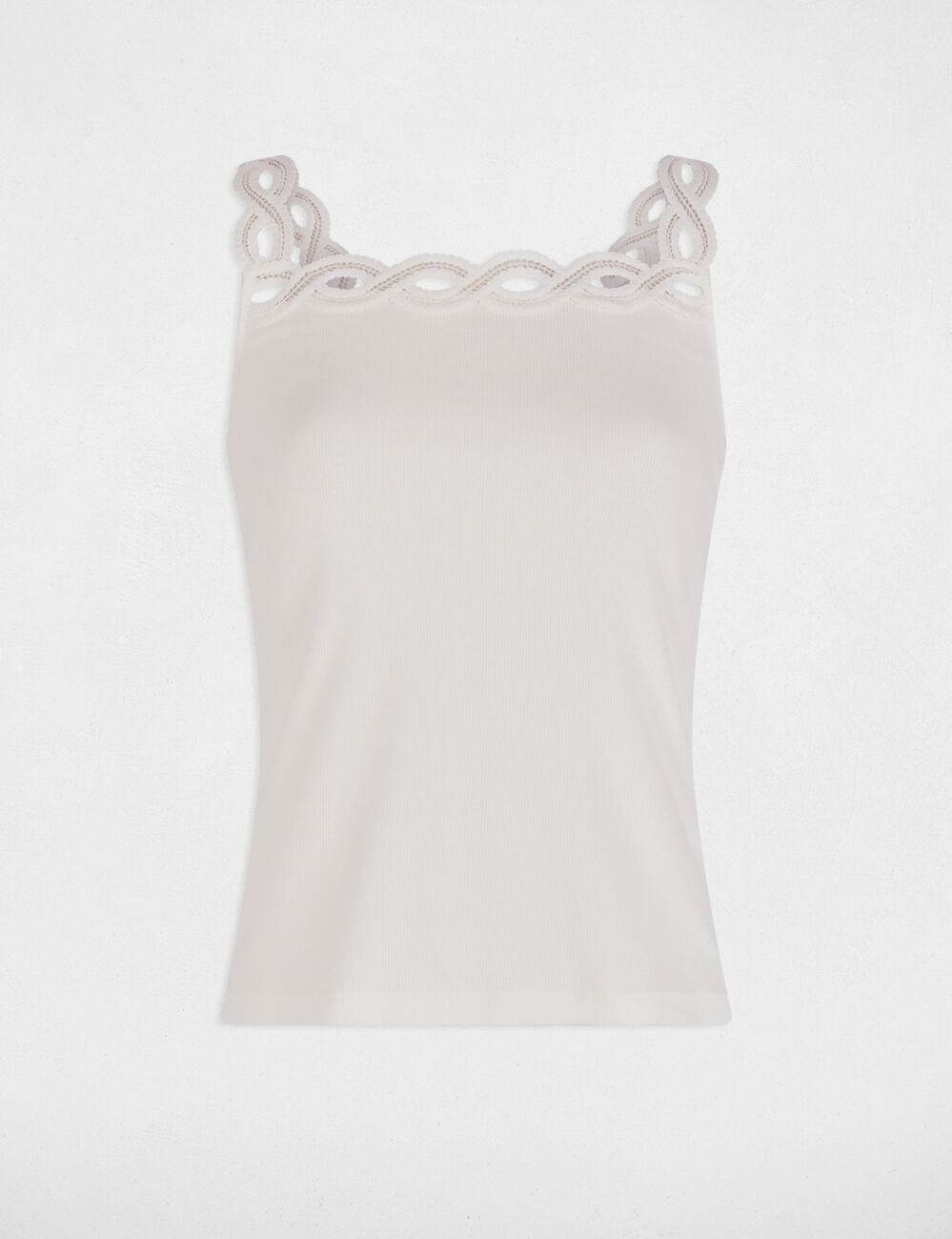 Top met brede bandjes helder wit vrouw