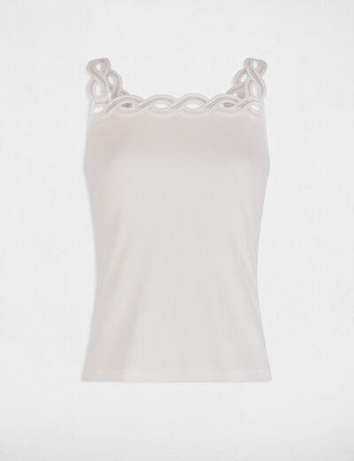 Top met brede bandjes helder wit vrouw