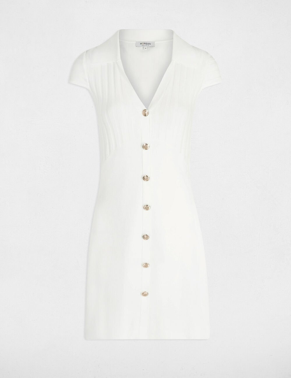 Korte gebreide jurk ecru vrouw