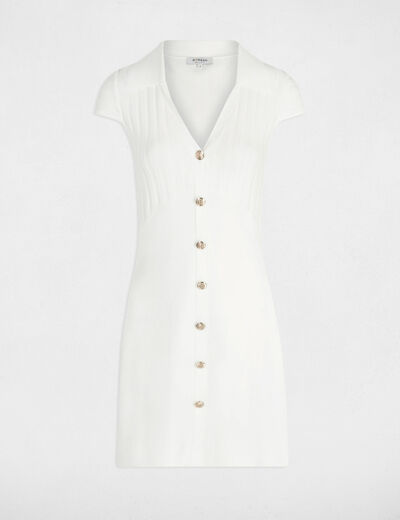 Korte gebreide jurk ecru vrouw