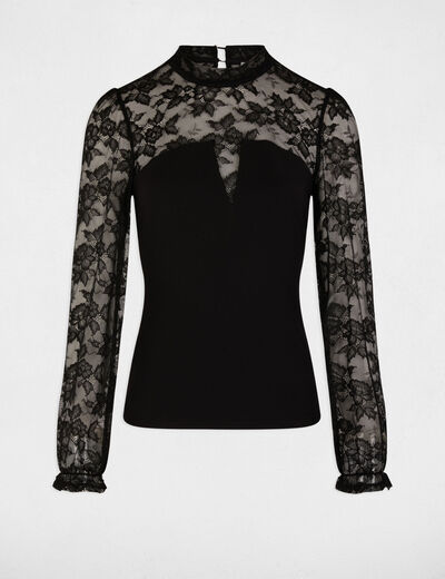 T-shirt met lange mouwen zwart vrouw
