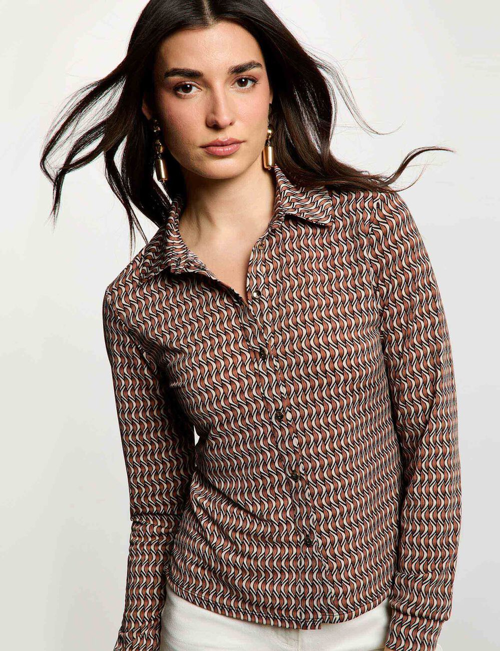 T-shirt met kraag meerkleurig vrouw