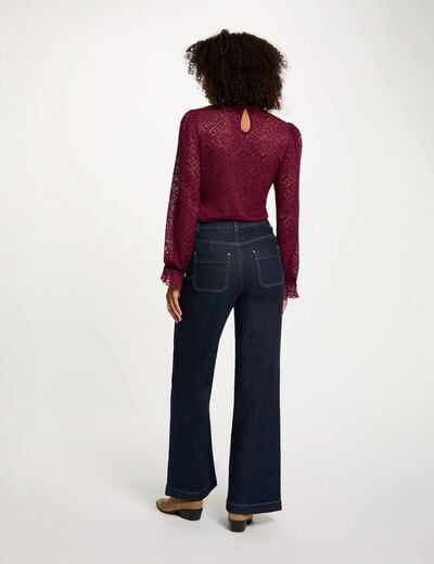 T-shirt manches longues prune femme
