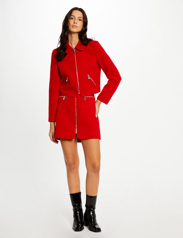 jupe droite zippee rouge femme Jupe droite zippée rouge femme
