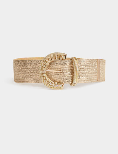 Ceinture élastiquée métallisée sable femme