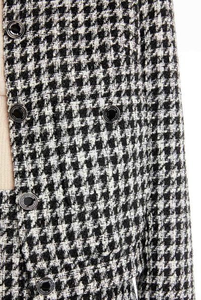 Veste droite imprimé pied de poule noir femme