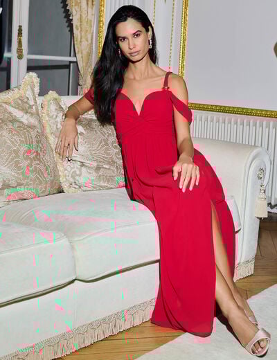 Robe longue rouge femme