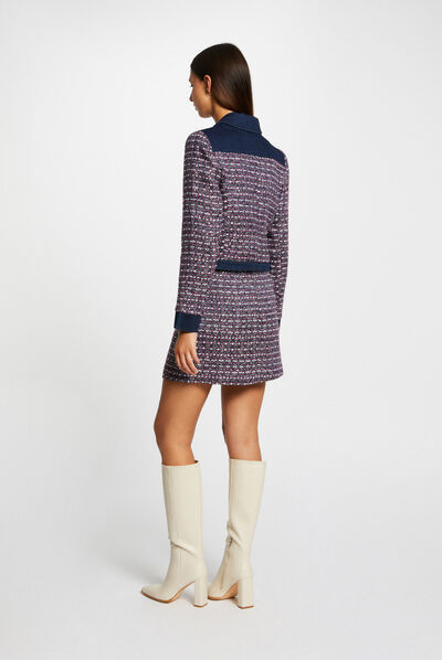 Recht jack met denim details meerkleurig vrouw