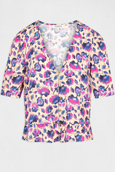 Blouse manches courtes imprimé floral multico femme