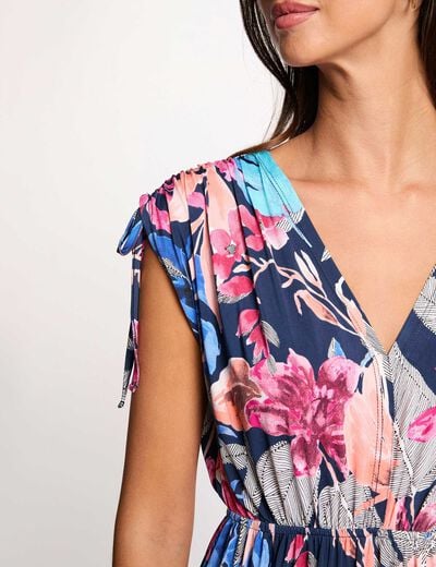 Lange jurk met decollet&eacute; meerkleurig vrouw