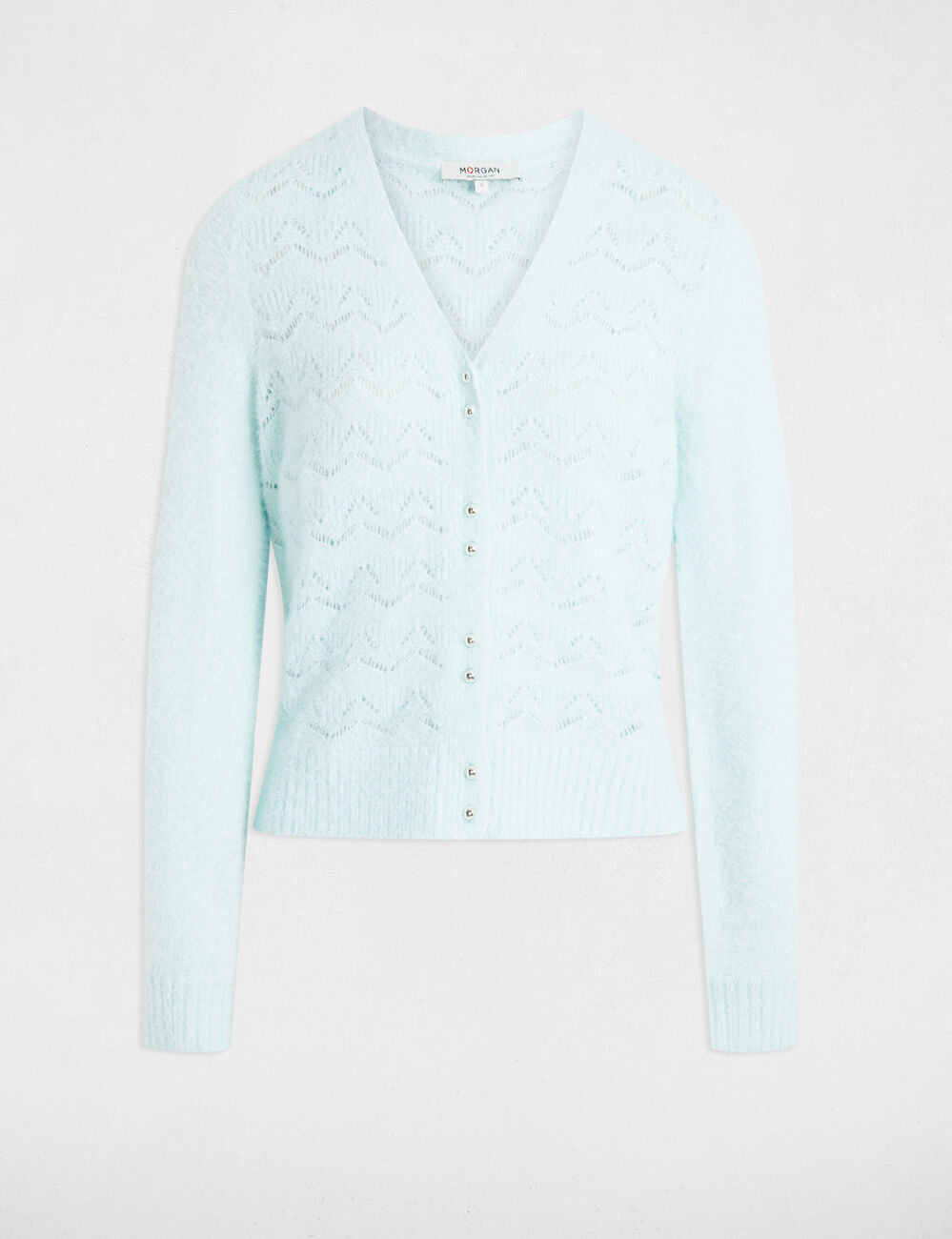Getextureerd vest met V-hals hemelsblauw vrouw