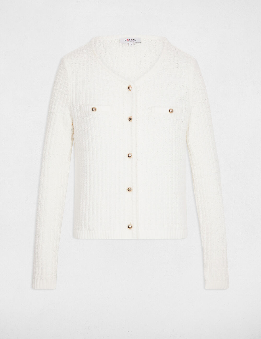 Gilet ajust&eacute; boutonn&eacute; blanc femme