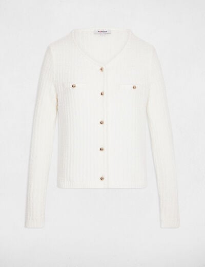 Gilet ajust&eacute; boutonn&eacute; blanc femme