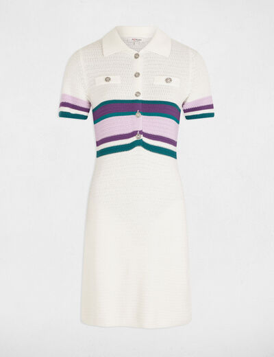 Robe tricot courte ajustée blanc femme