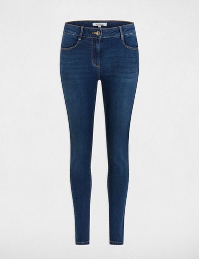 Slim fit jeans standaardmaat ruw denim vrouw