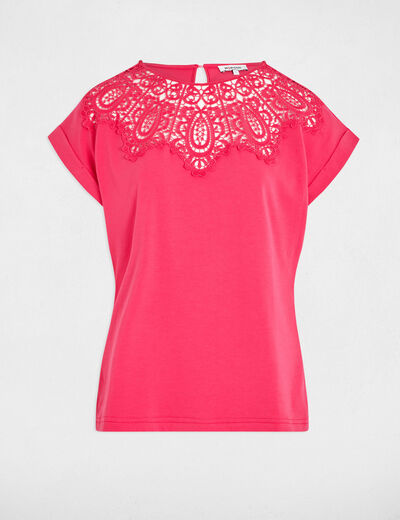 T-shirt met korte mouwen fuchsia roze vrouw
