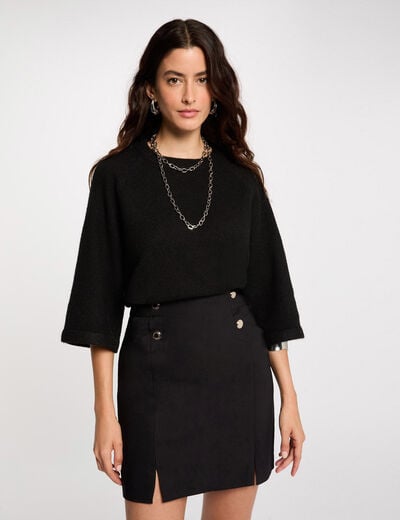 Jupe courte à boutons noir femme
