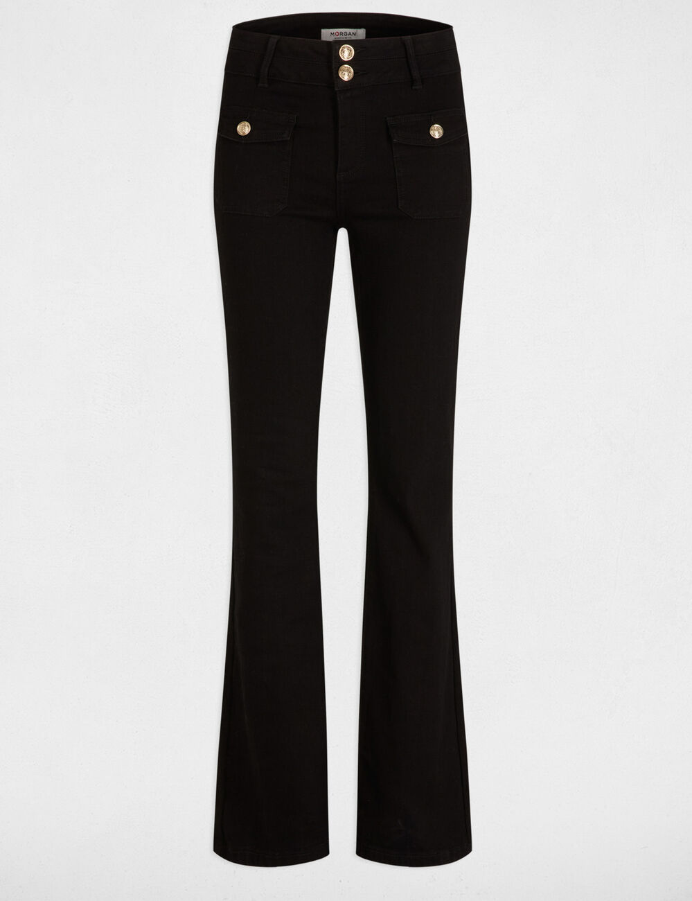 Bootcut jeans met klepzakken zwart vrouw
