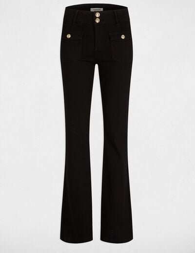 Jeans bootcut poches à rabat noir femme