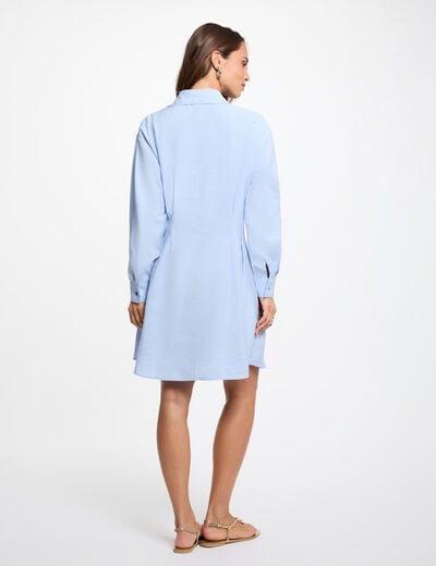 Robe chemise plis taille bleu ciel femme