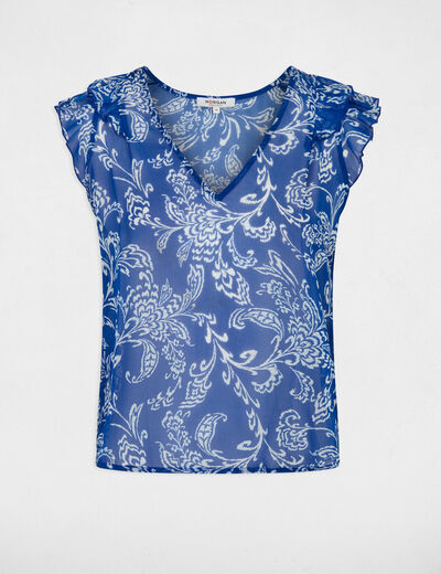 Blouse voile sans manches multicolore femme