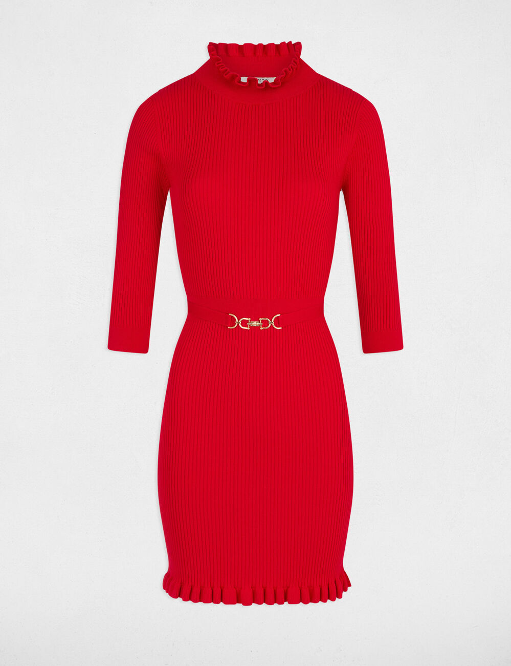 Getailleerde sweaterjurk met versiering rood vrouw
