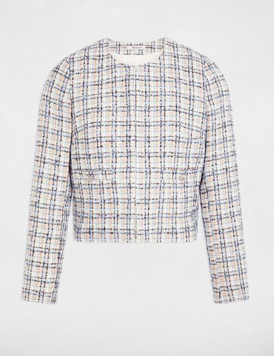 Getailleerde tweed jas meerkleurig vrouw