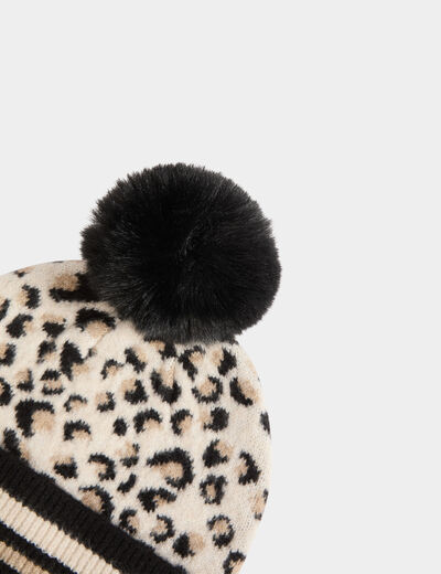 Bonnet imprimé léopard multicolore femme