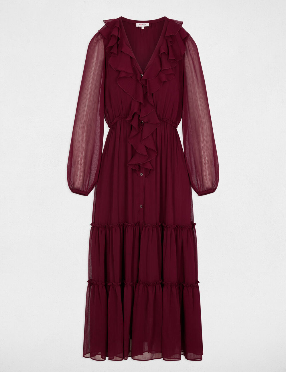 Lange, vloeiende jurk bordeaux vrouw