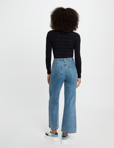 Pull col roulé bleu marine femme