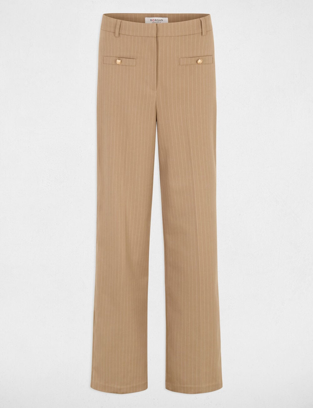 Hoge taille rechte broek taupe vrouw