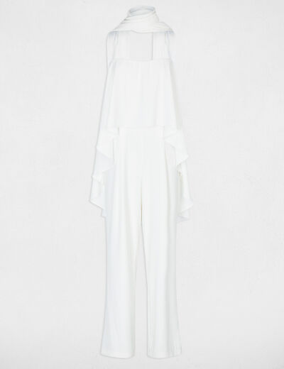 Strapless jumpsuit helder wit vrouw