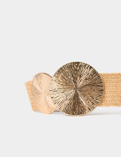 Ceinture élastiquée tressée sable femme