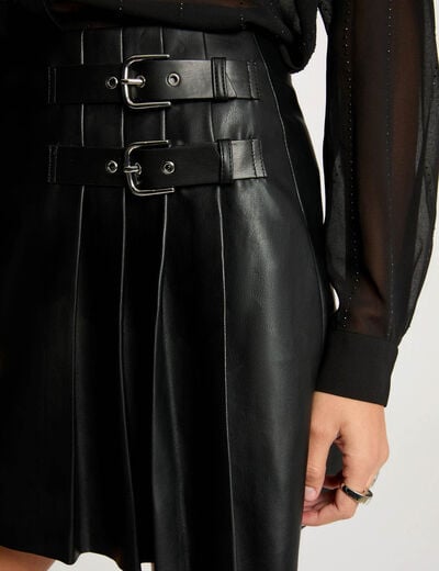 Jupe courte simili cuir noir femme