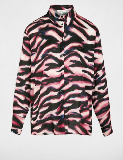 Chemise fluide col &agrave; revers multicolore femme