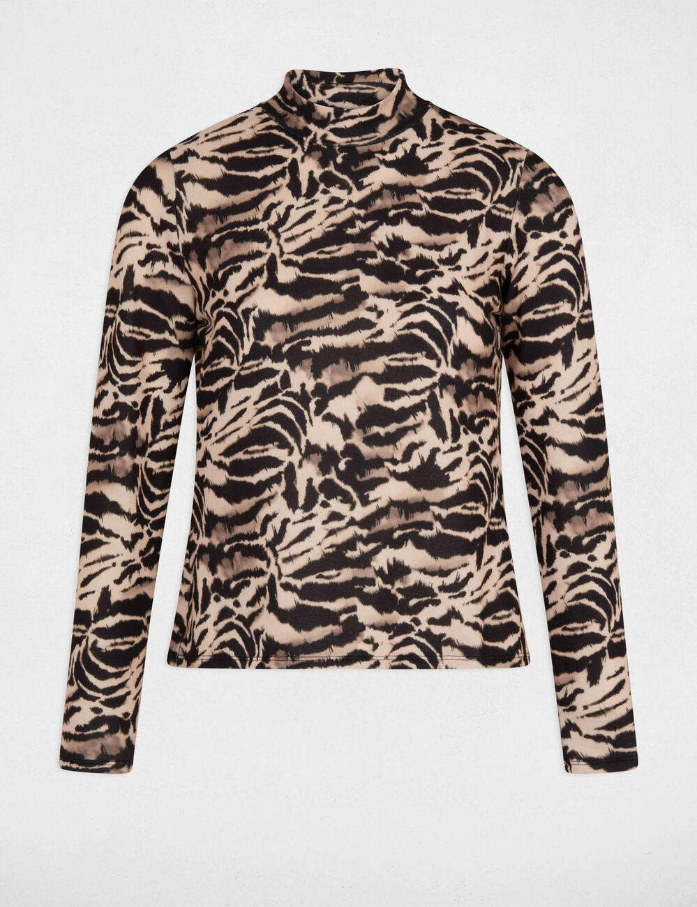 T-shirt cintr&eacute; col montant multicolore femme