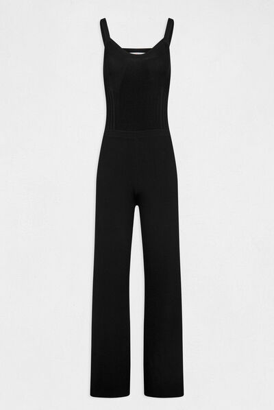 Combinaison cintrée en tricot noir femme
