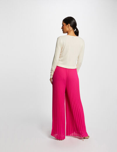 Gilet manches longues à col en V ivoire femme