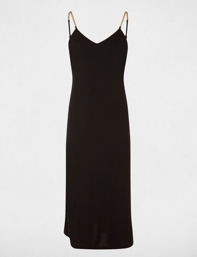 Robe mi-longue bretelles cha&icirc;ne noir femme