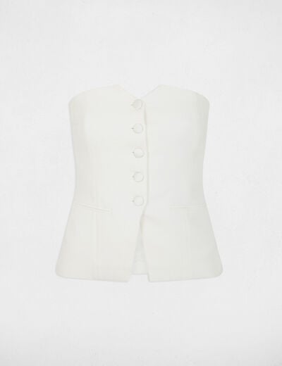 Getailleerde bustier met knopen helder wit vrouw