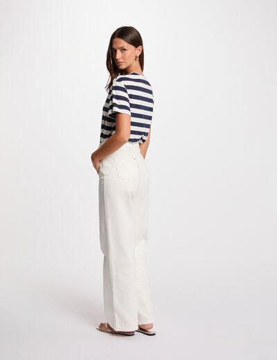 T-shirt manches courtes rayé blanc femme