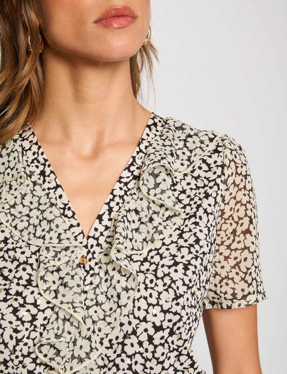 Blouse met korte mouwen helder wit vrouw