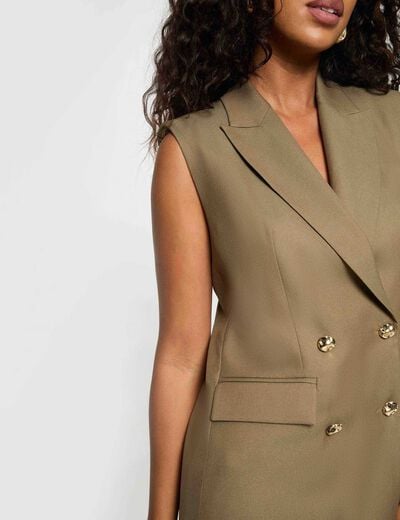 Blazer sans manches vert kaki femme