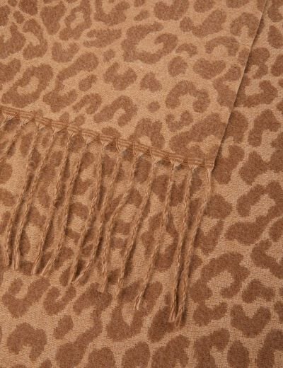 Sjaal met dierenprint beige vrouw